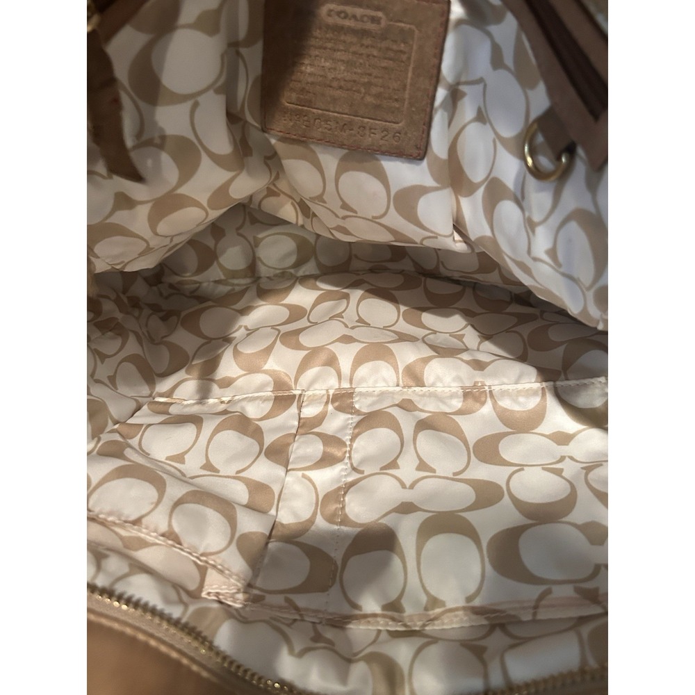 Y2k Coach Hampton Vintage Nylon Tan and Cream Women's Tote‎ Bag - Picture 11 of 13